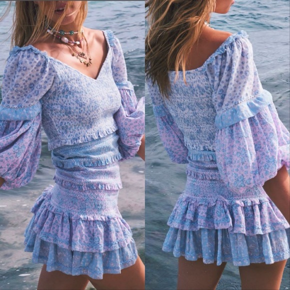 LoveShackFancy Dresses & Skirts - LoveShackFancy Ensley Mini Dress Blueberry Dust